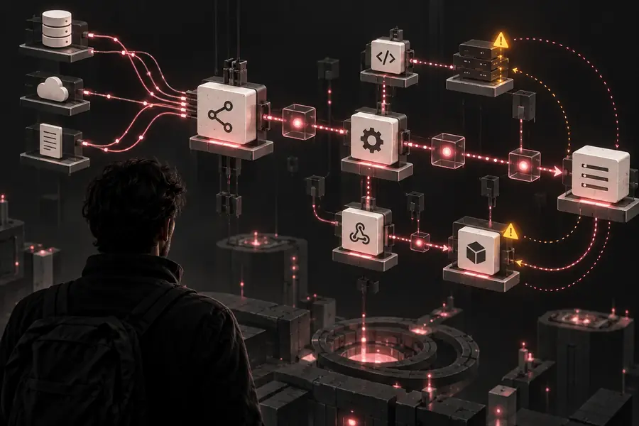 Illustration of an automation workflow that needs monitoring